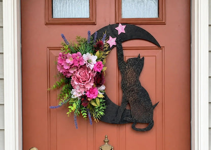 🐈‍⬛🌙Handmade Halloween Cat Wreath(📦Buy 2 Free Shipping)