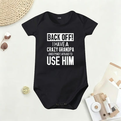 🔥Hot Sale 49% off🌟👶 "Back Off! I Have a Crazy Grandpa" Cute Cotton Baby Bodysuit