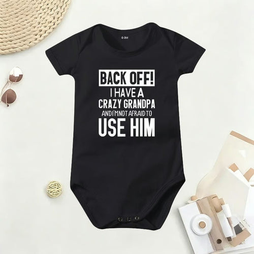 🔥Hot Sale 49% off🌟👶 "Back Off! I Have a Crazy Grandpa" Cute Cotton Baby Bodysuit