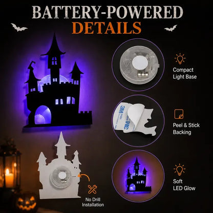🎃 Halloween LED Silhouette Wall Light Stickers – Spooky Glow Made Easy! 👻✨