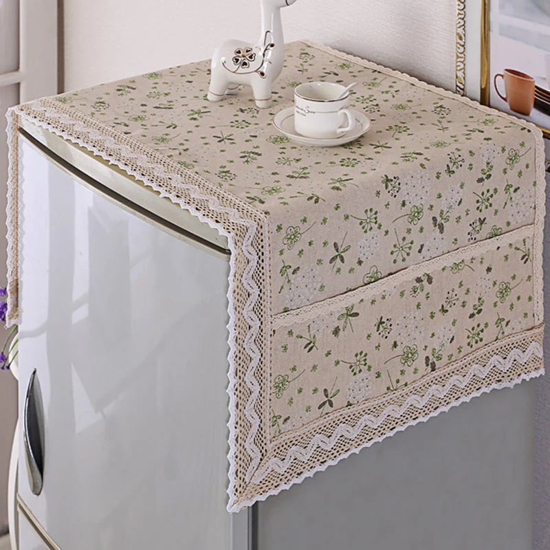 💖LAST DAY SALE!!💖✨Cotton Linen Refrigerator Dust Cover with Pockets