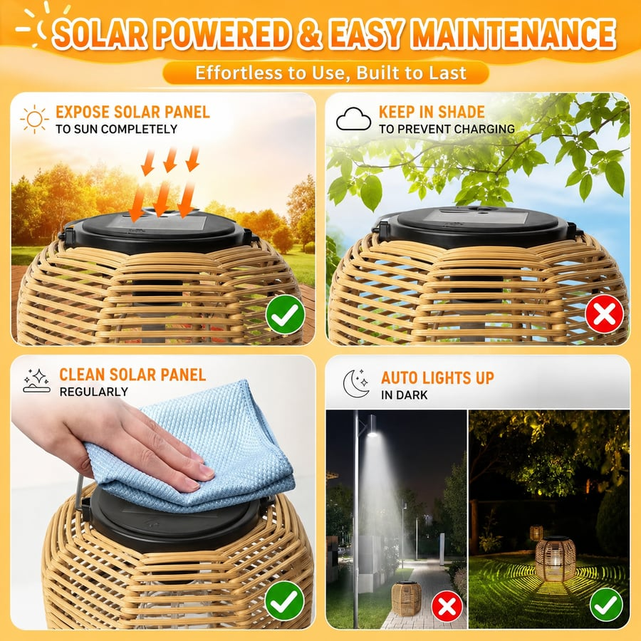🌙 Rattan Solar Lantern 🔥