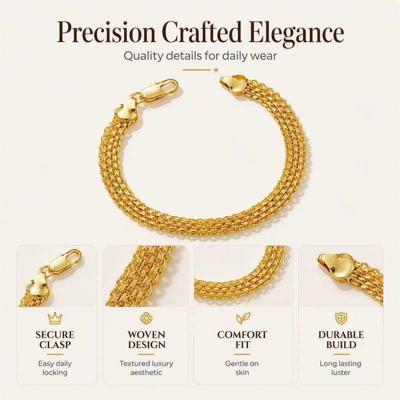 📢📢40% OFF !! ⏰14K Gold-Plated Wide Woven Mesh Bracelet