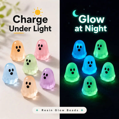 Glow In Dark Cute Ghost Resin Bead Set