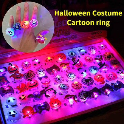 🔥🎃Spooky Season Hot Sale 50% OFF:＄27.99‼️✨LED Light Halloween Glowing Ring 💍| Flashing Light‑Up Party Favor for Halloween Night👻