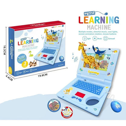 🔥Hot Sale 49% OFF🔥 Interactive Simulation Toy Laptop – Pretend Play Computer with A-Z Keyboard & 1-10 Number Keys, 55+ Songs Lights Sounds, 5 Learning Modes (ABC/Numbers/Music/Games/Messages), Foldable with Handle