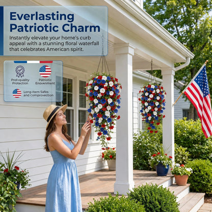 🏆Flash Sale-50% OFF⚡ 50K+ SOLD! Red, White & Blue Artificial Morning Glory Hanging Vines – 3-Piece Set