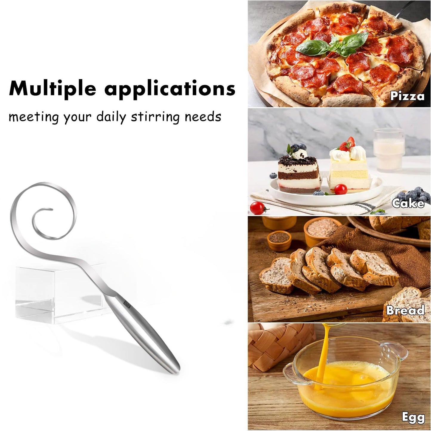 🔥Seamless Dough Whisk,  9" Bread Whisk for Cooking🥳Buy More Save More🥰
