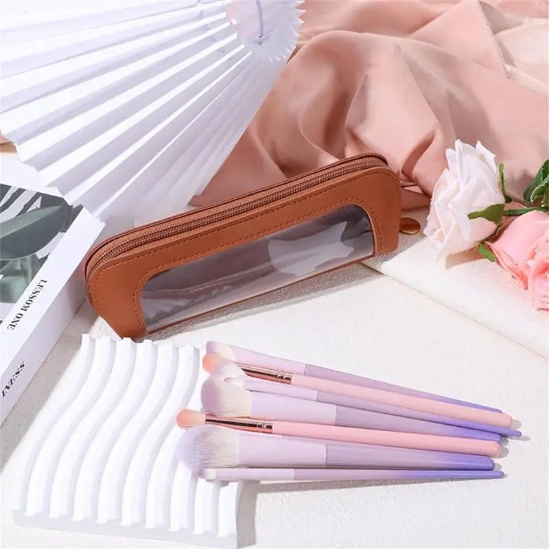 🌸 Multi-Compartment Makeup Brush Organizer Case