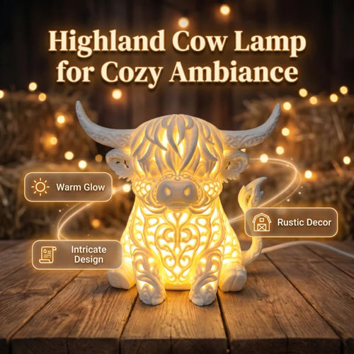 Warm Glow Highland Cow Table Lamp