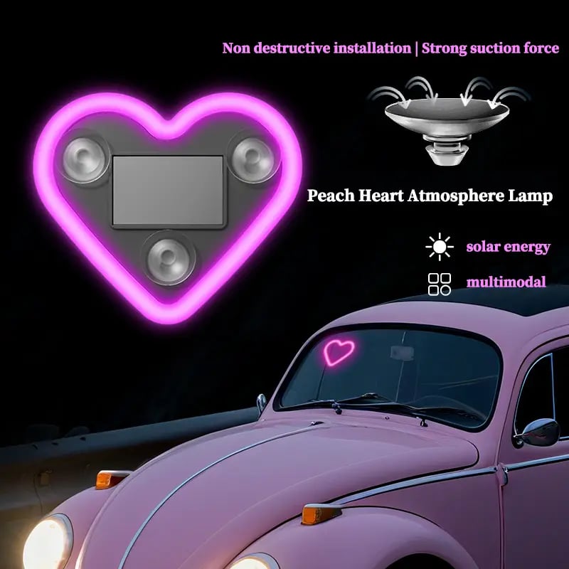 🔥🔥 Solar Powered Wireless LED Heart Shape C-Pillar Neon Light🥳BUY 2 GET 10% OFF