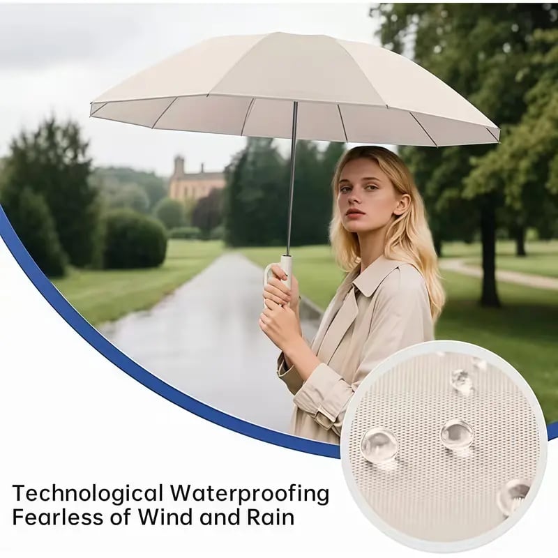 Portable Automatic Folding Umbrella, Windproof Waterproof with Loop Buckle