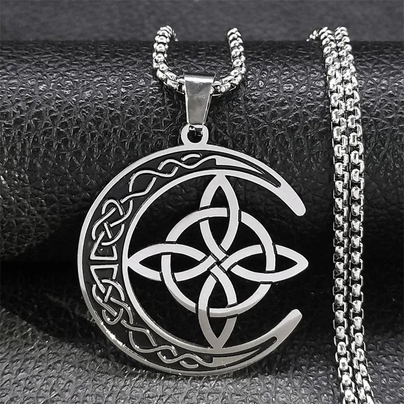 🥳🥳Celtic Knot Crescent Steel Pendant Necklace 🔥🔥Buy 2 Get 1 Free