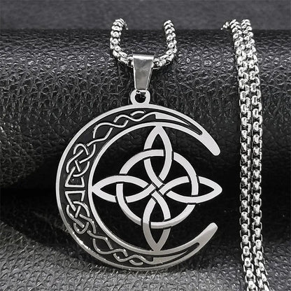 🥳🥳Celtic Knot Crescent Steel Pendant Necklace 🔥🔥Buy 2 Get 1 Free