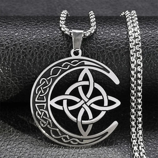 🥳🥳Celtic Knot Crescent Steel Pendant Necklace 🔥🔥Buy 2 Get 1 Free
