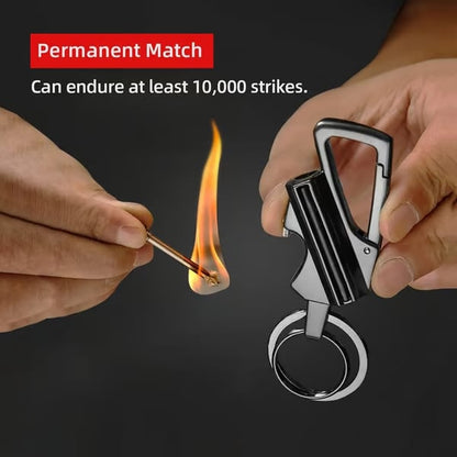 3-in-1 Permanent Match & Carabiner Keychain