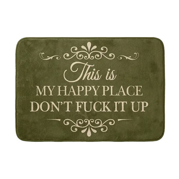 🔥Funny “This Is My Happy Place Don’t F*ck It Up” Flannel Doormat🤣