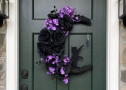 🐈‍⬛🌙Handmade Halloween Cat Wreath(📦Buy 2 Free Shipping)