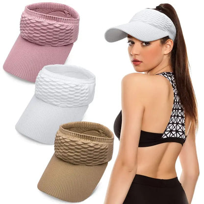 👒 Women's High Ponytail Sun Visor Hat – Breathable Open-Top UV Protection Cap for Running, Beach & Travel