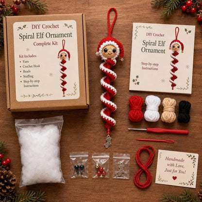 🔥 LAST DAY 49% OFF – ☃️ Crochet Snowman Spiral Ornament DIY Kit | Complete Beginner-Friendly Set with Soft Yarn, Crochet Hook, Festive Beads, Snowflakes & Step-by-Step Guide 🧶🎄✨