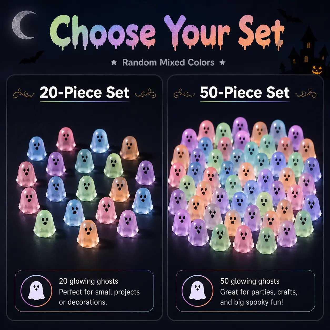 Glow In Dark Cute Ghost Resin Bead Set