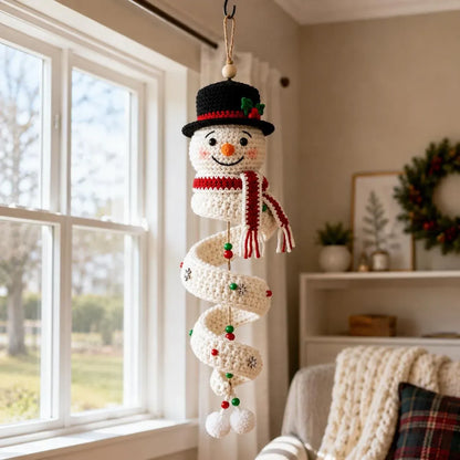 ☃️Crochet Snowman Spiral Ornament DIY Kit | Complete Beginner-Friendly Set with Soft Yarn, Crochet Hook, Festive Beads, Snowflakes & Step-by-Step Guide 🧶🎄✨