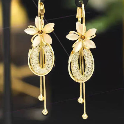 📢📢49% OFF !! ⏰Elegant Flower Tassel Dangle Earrings