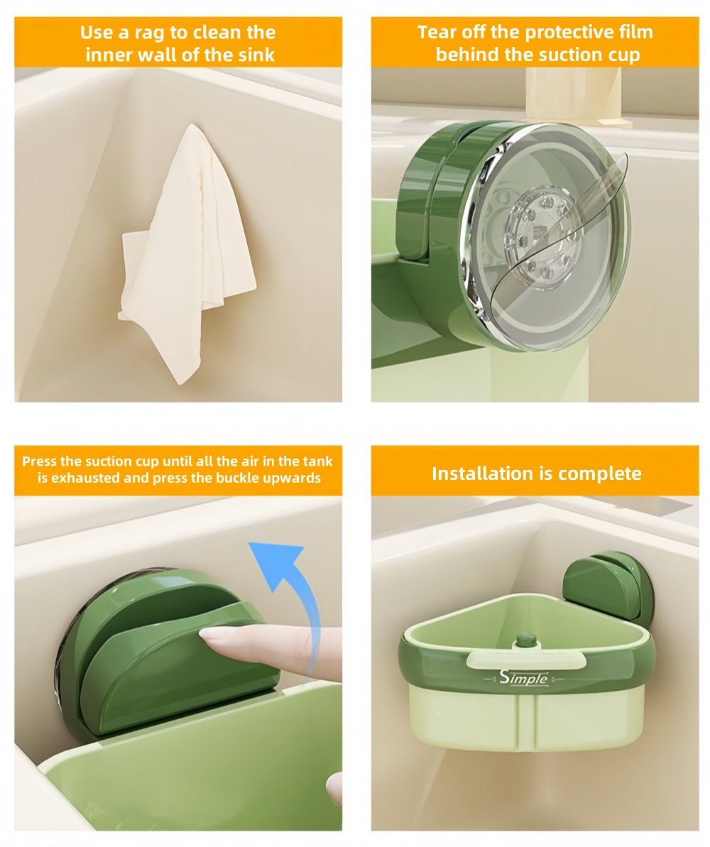🔥Suction Cup Sink Corner Rack