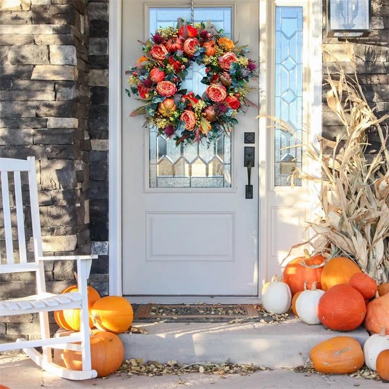 🔥Last Day 49% OFF💖 Handmade Fall Peony And Pumpkin Wreath - Year Round Wreath