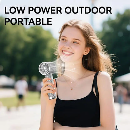 💎Luxury Diamond Bling Handheld Fan🌬️3 Speed Turbo Rechargeable Mini Fan With Digital Display