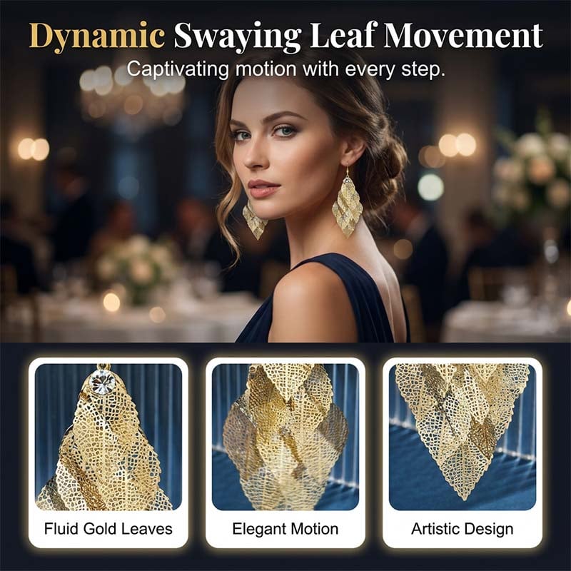 🎁2026 New Arrivals💥Women's Elegant Cascading Hollow Leaf Earrings👂🍃