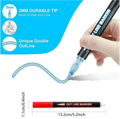 👍🔥👍8/12/24/36/48 Colors Double Line Outline Art Pen Marker Pen
