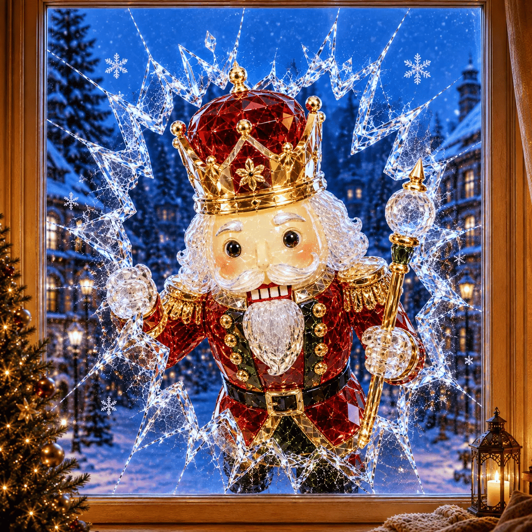 🔥HOT SALE 49% OFF✨🎄Crystal Christmas Break-In Window Decal — 3D Shattered-Glass Holiday Window Decoration