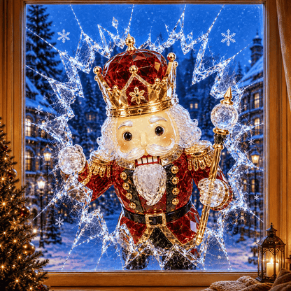 🔥HOT SALE 49% OFF✨🎄Crystal Christmas Break-In Window Decal — 3D Shattered-Glass Holiday Window Decoration