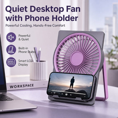🌬️📱 2-in-1 Fan Phone Holder – Stay Cool & Hands-Free Anywhere! ❄️✨