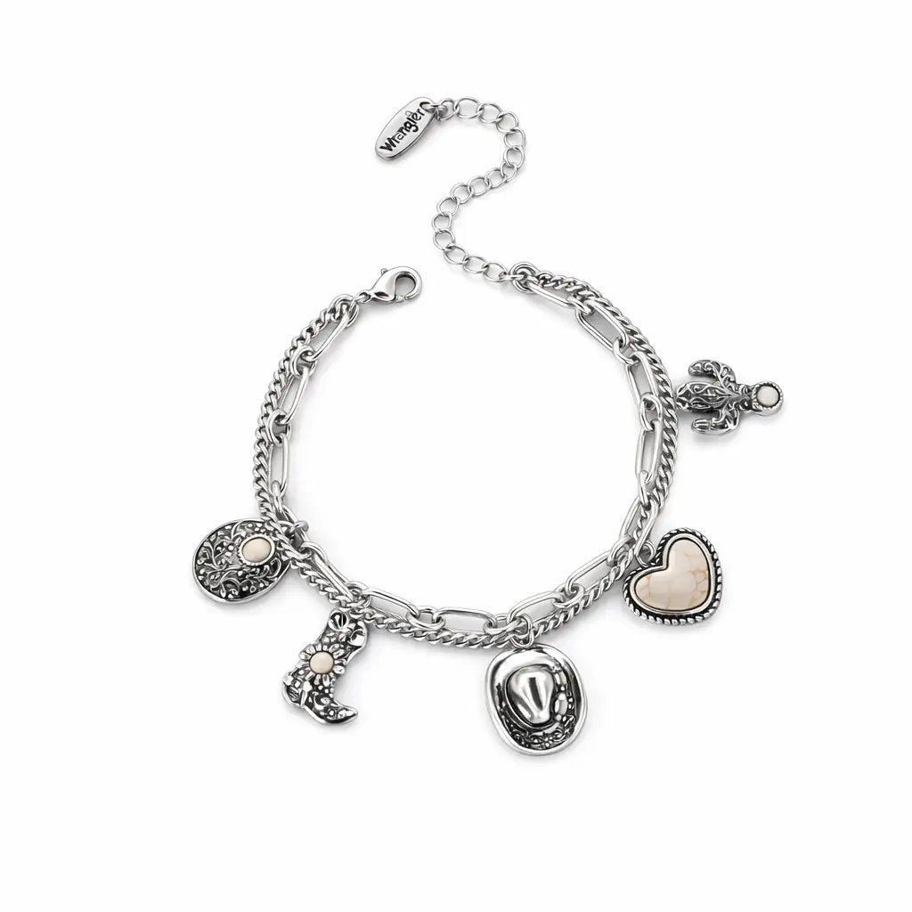 🏇🤠Handmade Western Cowboy Charm Bracelet with Boot Hat Cactus & Heart Charms🌵BUY 2 GET 10% OFF