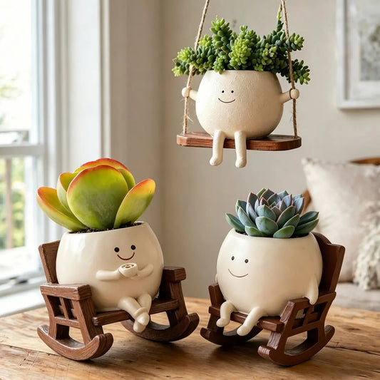 🔥Save 70%🔥Cartoon Chair Design Resin Vases with Drain Hole