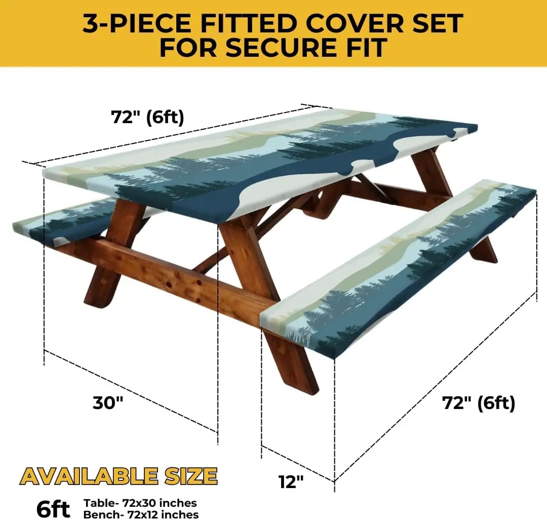 🧺 Stretch Picnic Tablecloth Set | Bench Covers + Carry Bag Included 👜