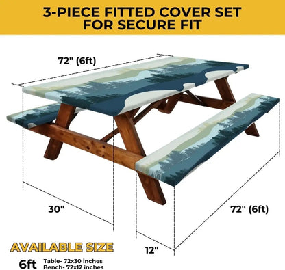 🧺 Stretch Picnic Tablecloth Set | Bench Covers + Carry Bag Included 👜