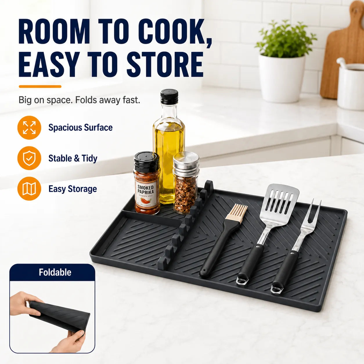 16.5x11" Silicone Mat – Heat Resistant, Dishwasher Safe, Non-Slip for Grill & Counter🔥Buy 2 Get 10% Off