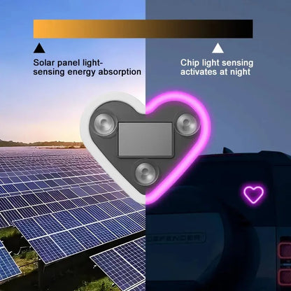 🔥🔥 Solar Powered Wireless LED Heart Shape C-Pillar Neon Light🥳BUY 2 GET 10% OFF