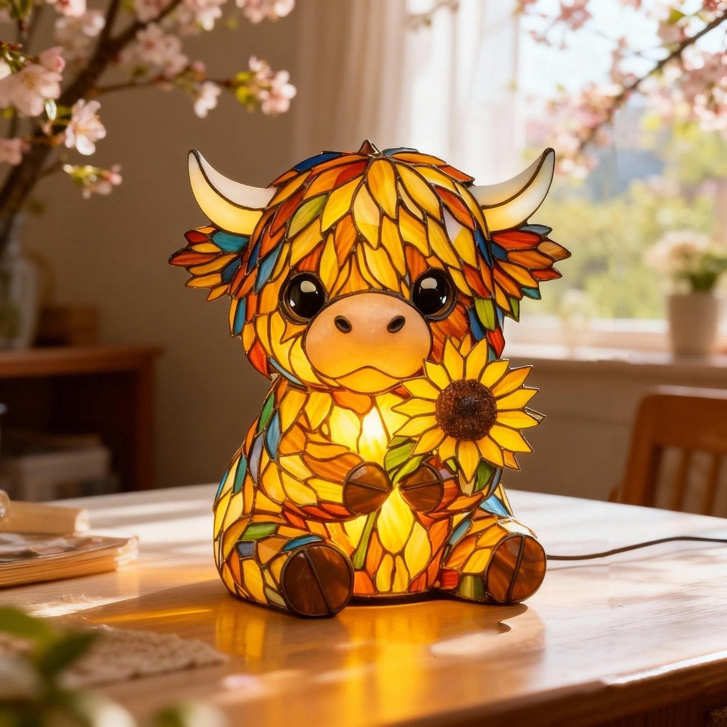 🌻Sale 49% OFF- 🐮Creative Highland Cow Sunflower LED Night Light
