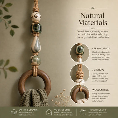 ✨Decorative Beaded Towel Hanger with Wooden Ring(📦Buy 2 Free Shipping)