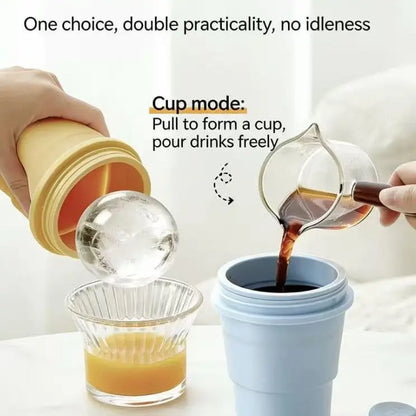 🧊Folding Ice Hockey Cup – Portable Silicone Whiskey Ice Sphere Maker & Drink Cup 🍹