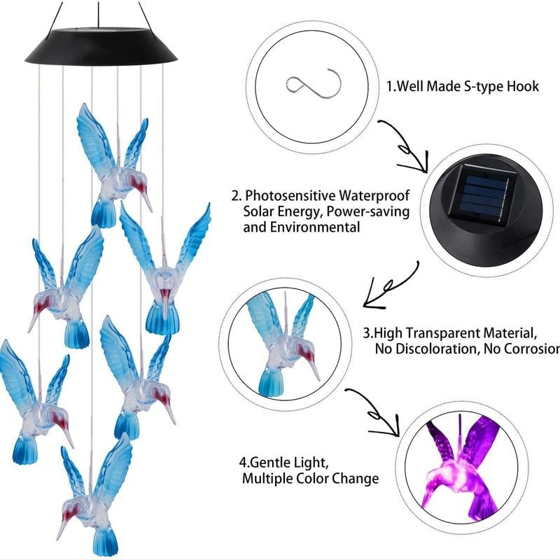 🦋 Enhance Your Garden - ✨Creative Bird Design Solar Wind Chimes🥳BUY 2 GET 10% OFF