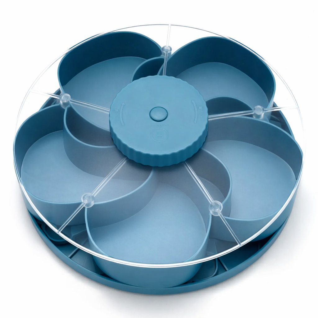 ✅ Rotating 5-Compartment Snack Tray👉Divided Spin & Snack Serving Tray