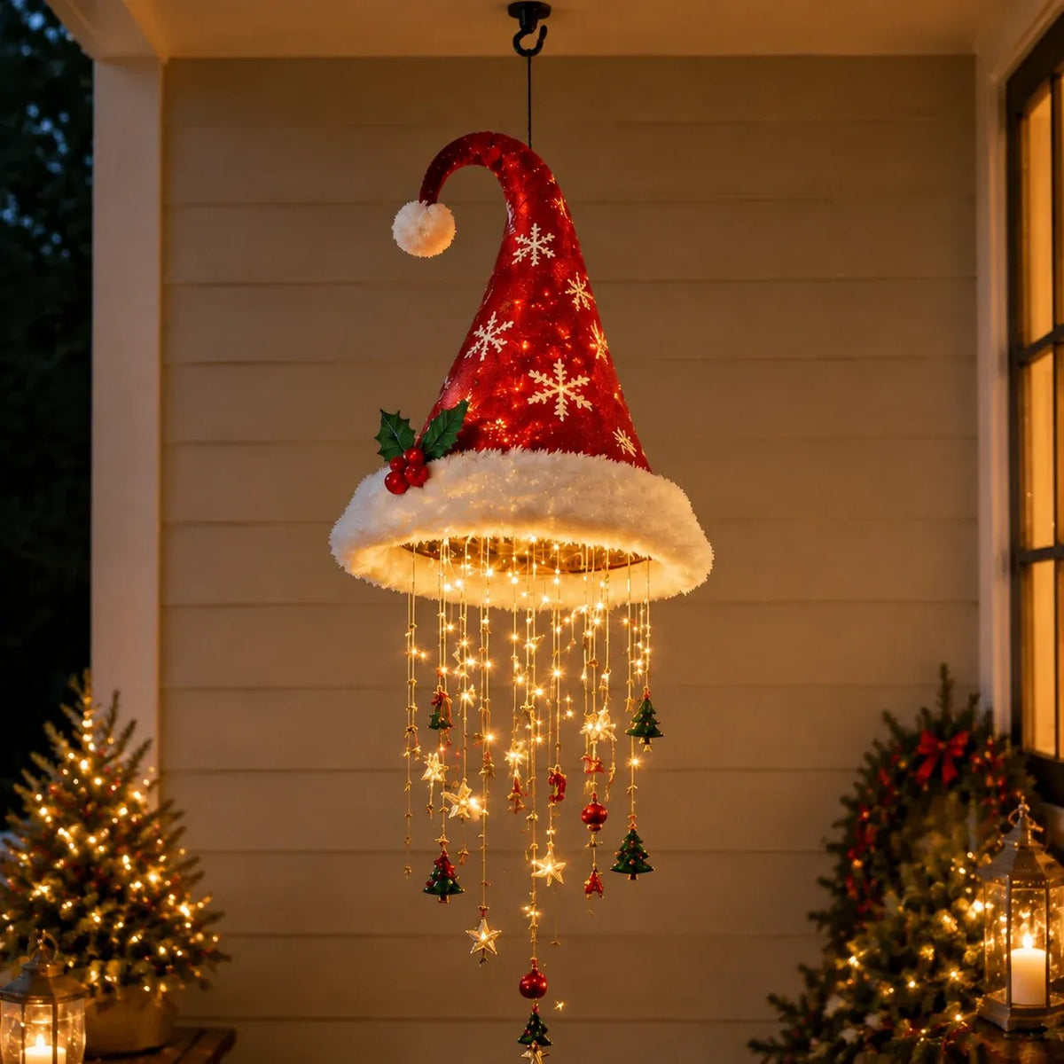 🔥Today 49% OFF🎅 Lighted Santa Hat Hanging Chandelier 🎄