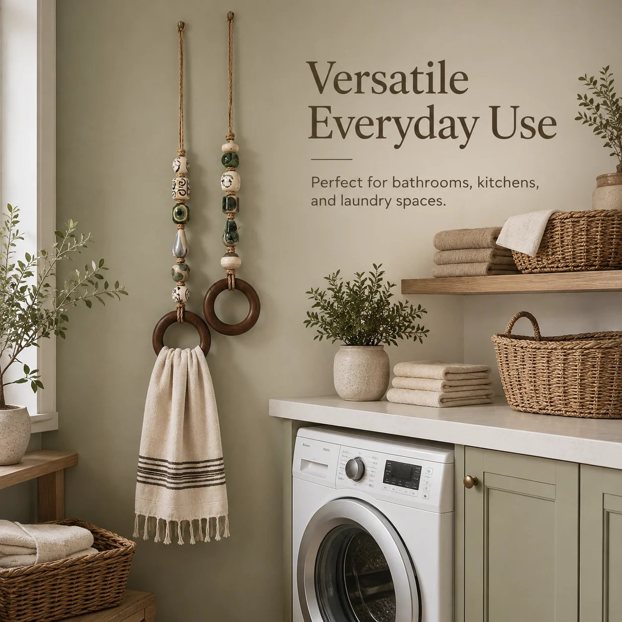 ✨Decorative Beaded Towel Hanger with Wooden Ring(📦Buy 2 Free Shipping)