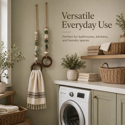 ✨Decorative Beaded Towel Hanger with Wooden Ring(📦Buy 2 Free Shipping)