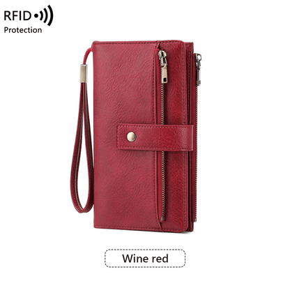 Women's RFID Leather Long Wallet - Stylish Clutch👛